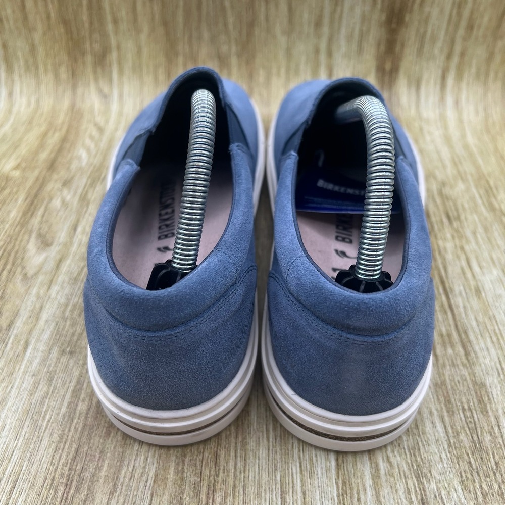 Birkenstock Oswego Slip On Sneaker Women's Size 10 Blue Suede Cork Footbed NEW - Picture 4 of 10